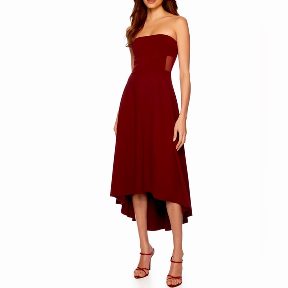 SUSANA MONACO MESH TUBE HIGH LOW DRESS OXBLOOD BURGUNDY SIZE MEDIUM NWT - Picture 6 of 7